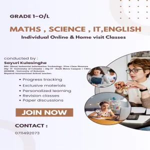 ENGLISH MEDIUM CLASSES - MATHS, SCIENCE, ENGLISH AND ICT - GRADE 1-11