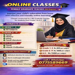 Online Classes for Grade 1 to A/L - Female Graduate