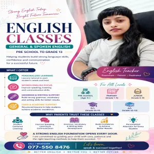 Online and Physical English Spoken and Syllabus classes for students
