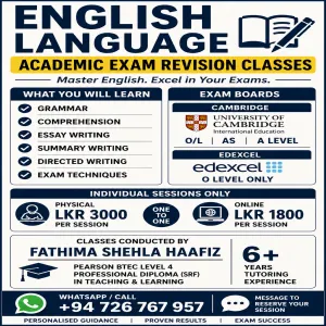 English Language & Literature Tuition (O/L, AS, A/L)