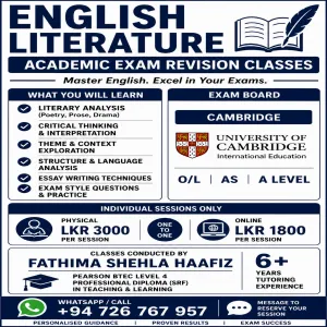 English Language & Literature Tuition (O/L, AS, A/L)
