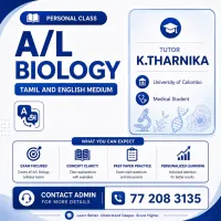 PERSONAL CLASS A/L BIOLOGY TAMIL AND ENGLISH MEDIUM