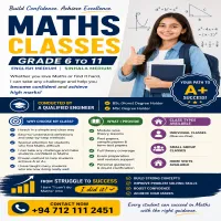 MATHS CLASSES – GRADE 6 TO 11 English & Sinhala Medium