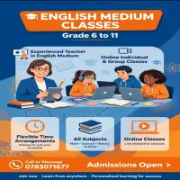 English medium classes for English language and social stud.